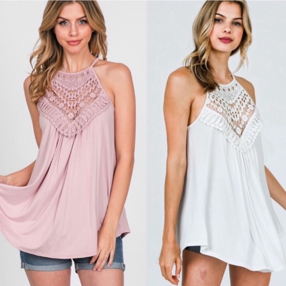 Blush Crochet Lace Tank